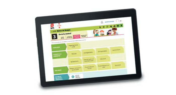 Tablet que mostra l'Entorn Virtual d'Aprenentatge