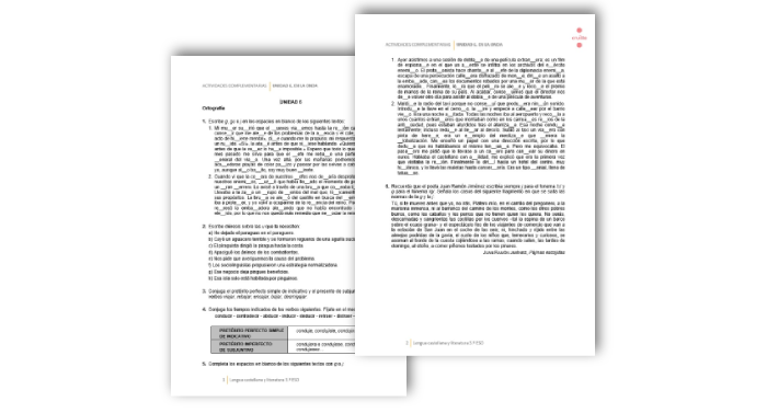 Lengua castellana (fichas descargables pdf) secundaria